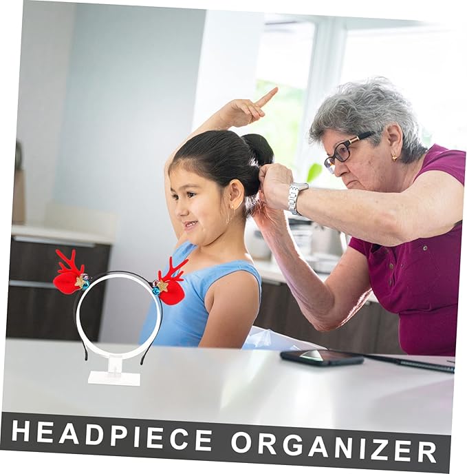 2pcs Round Shape Acrylic Headband Display Stand Hair Accessories Organizer for Girls Hairband Holder Rack Hairbands Organized Visible