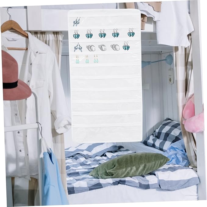 Vaguelly Hanging Sundries Storage Bag Dual-sided Transparent Jewelry Organizer for Accessories Travel-friendly Design Neat and Tidy Storage