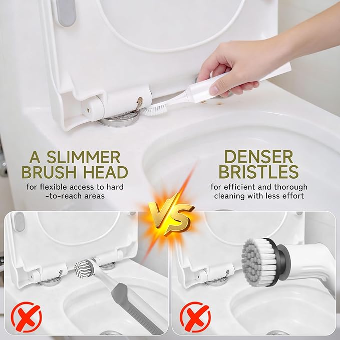 Electric Crevice Cleaning Brush, IPX7 Waterproof Electric Grout Scrub Brush with 2 Replaceable Heads, Power Shower Scrubber for Tile, Kitchen, Bathroom, Window Track & Toilet
