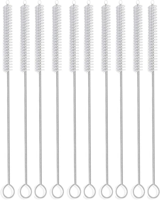 Long Straw Brush, Nylon Pipe Tube Cleaner 10-ihch X 2/5-inch Set of 10