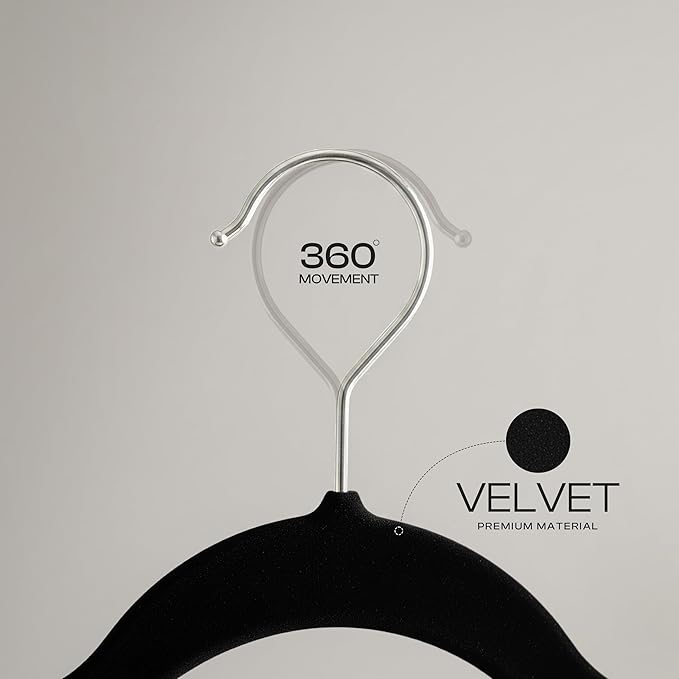 Utopia Home Velvet Hangers 20 Pack - Non-Slip Suit Hangers with 360 Degree Rotatable Hook - for Pants, Coats, Shirts & More (Black)