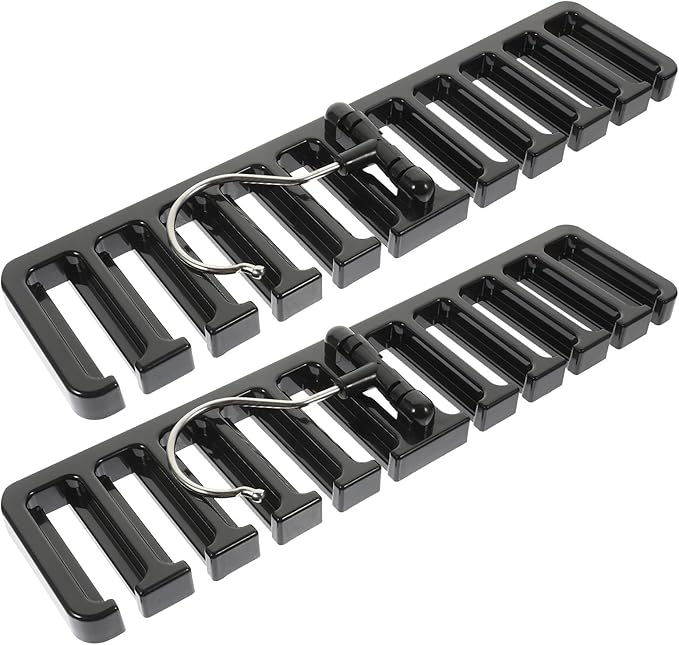 2pcs Multi-Slot Belt Organizer Hangers with Hooks, Black Closet Scarf and Tie Rack for Wardrobe Storage, Space-Saving Clothing Accessory Organizer for Home and Travel