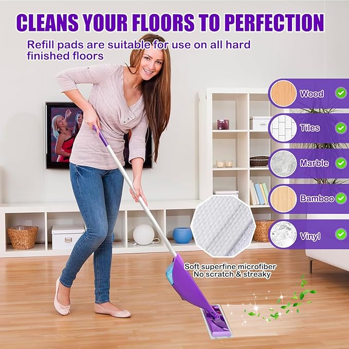 Mop Pad Refill Compatible with WetJet Spray Mop, Wet Jet Mopping Pads for All Purpose Multi Surface Hardwood Floor Cleaning, 4 Layers Thickened and Super Absorbent, 80 Count. (80)