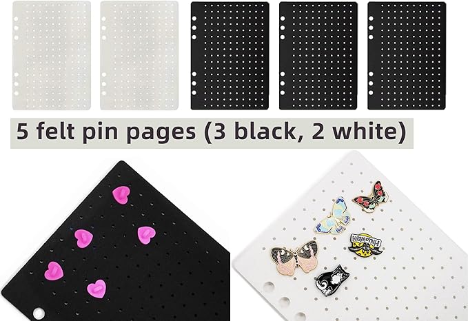 Enamel Pin Display Book Collection Trading Book Portable Brooch Pins Holder Storage Organizer Case Zippered (Pink Heart Lace)