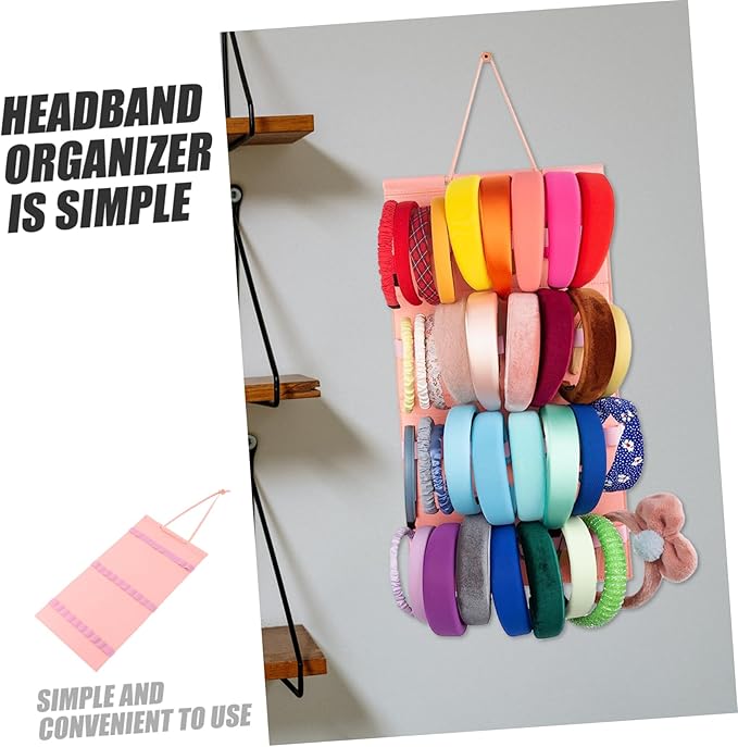 PRETYZOOM Hanging Headband Organizer Hairband Holder Wall Mount Storage Bag Slots Jewelry Display Holder