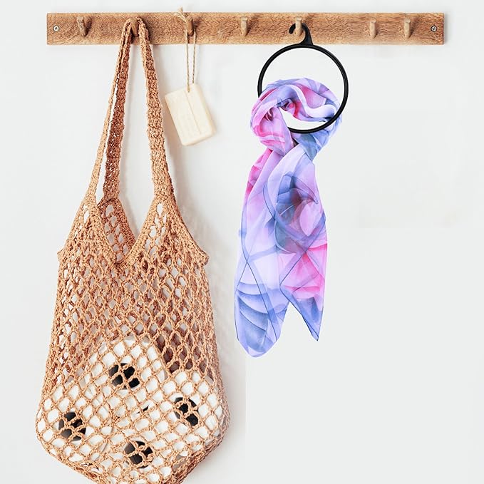 40pcs Scarf Hanger Rings Set Plastic Clothes Holding Rings Scarf Rack Organizer for Closet Storage and Necktie Hanging, Black, Space-Saving Accessory Organizer