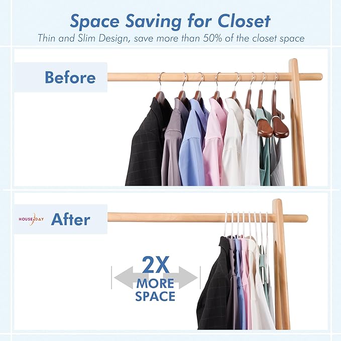 HOUSE DAY White Plastic Hangers 16 Pack, Space Saving Coat Hanger, Clothes Hanger with Non Slip Hooks, Plastic Clothing Hangers for Closet, Ideal for Everyday Use on Shirts, Coats, Pants, Dress