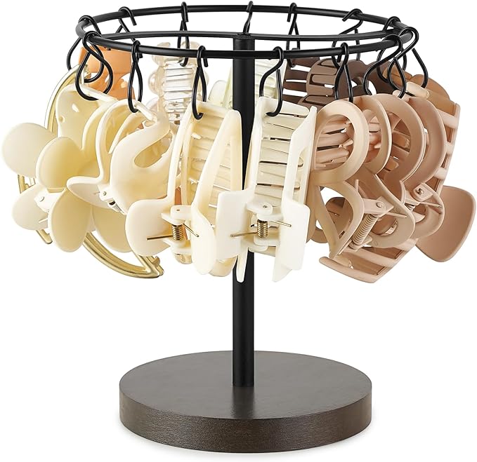 Dahey Metal Claw Clip Organizer Holder Stand Storage Display Hair Accessories Bedroom Bathroom College Dorm Room Decor for Women and Girls, Brown