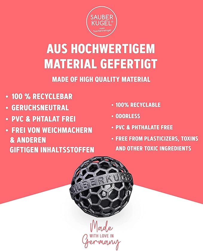 Sauberkugel - The Clean Ball - The clever way of cleaning purses, bags, backpacks and school bags (Springfield Collection)