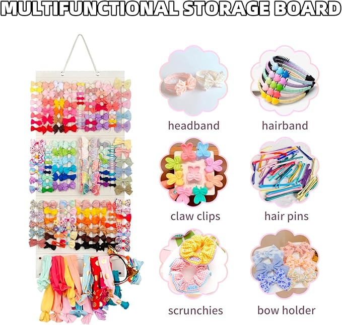 Hanging Claw Clip Organizer for Women Large Capacity Hair Bows Holder Hair Accessories Storage for Sunglasses, Hair Clips, Jewelry, Headbands, Claw Clips Organizer
