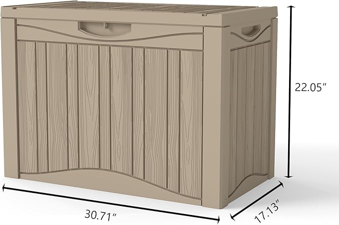 50 Gallon Deck Box Plus,Outdoor Storage Box Lockable,Waterproof for Patio Furniture, Garden Tools, Pool Accessories, Package Delivery Boxes For Outside, Greige