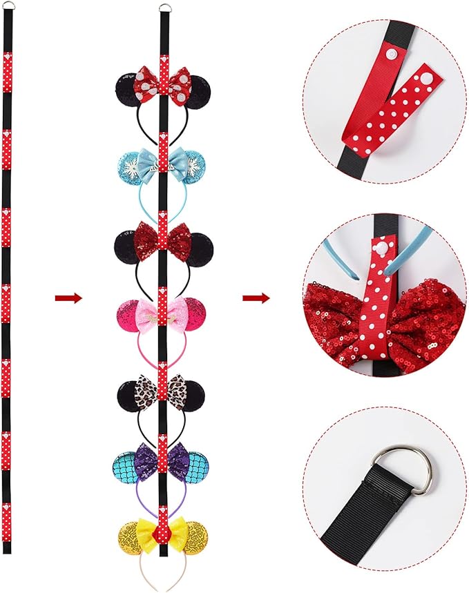 Fancheer 3Pcs Mouse Ears Headband Holder Hair Accessories Storage Headpiece Hanger Organizer Hanging Wall Display Decor