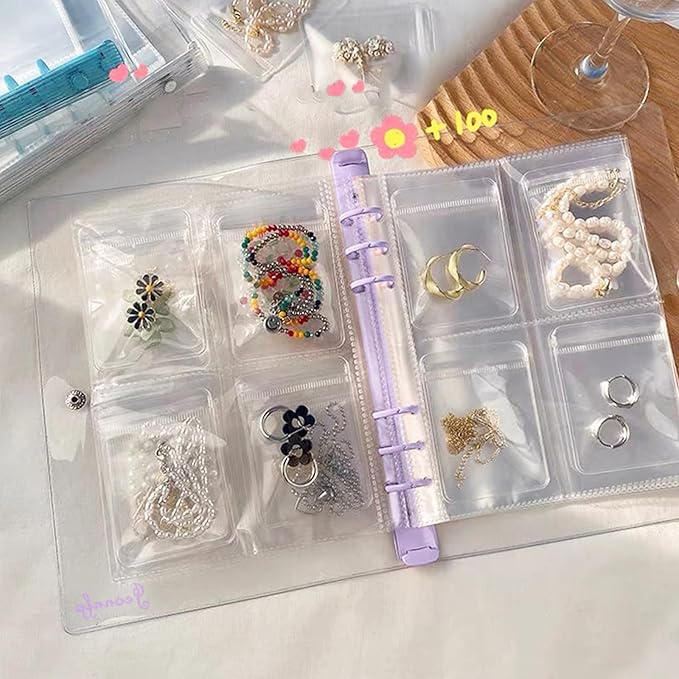 Travel Jewelry Organizer Book, High Capacity Clear Jewelry Storage Book with Portable Thick PVC Pouches,Jewelry Organizer Bags for Earrings Necklace and Rings