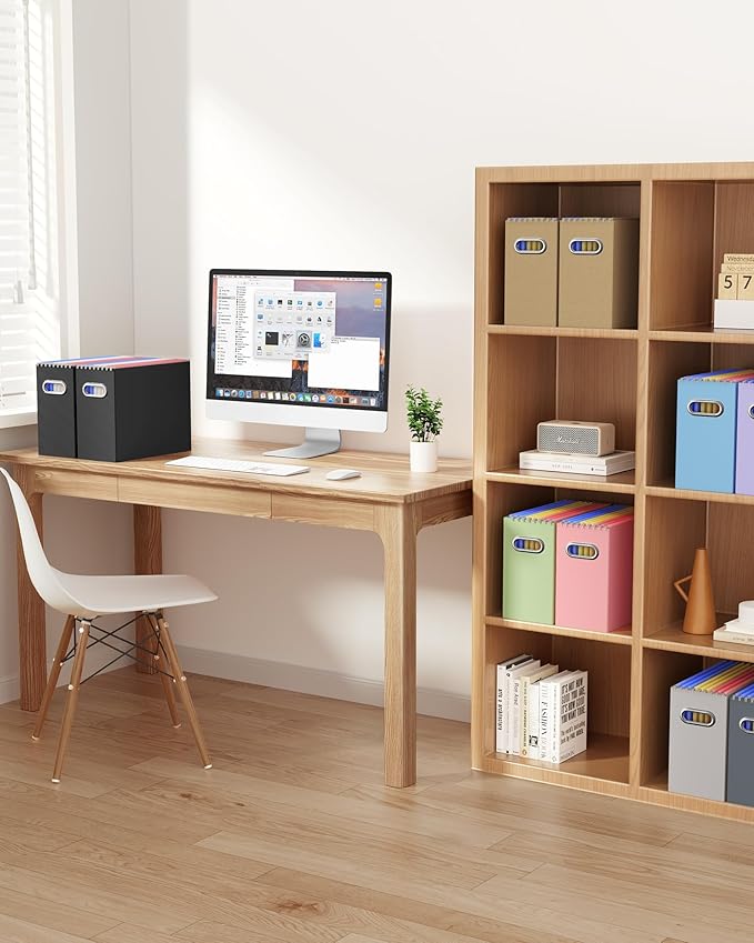 Oterri Cardboard File Organizer Box for Hanging File Folders Letter Size,File Box for Computer Desk,File Cabinet,Working Home,Office,Classroom (Brown, Letter Size - 2 Packs)