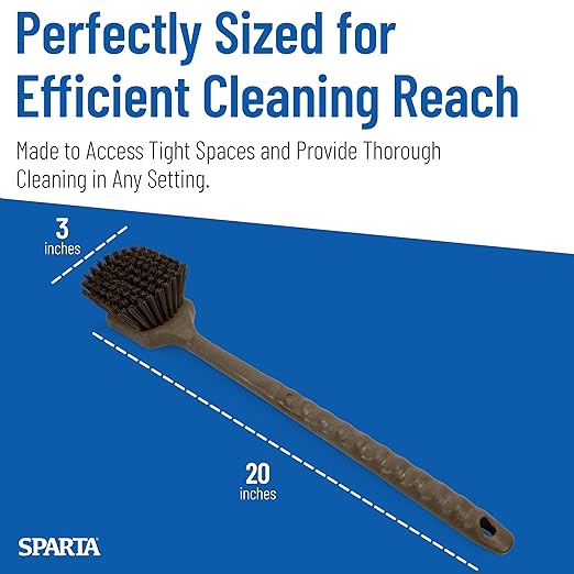 SPARTA 40501EC01 Plastic Large Scrub Brush, Kitchen Brush, Utility Brush With Long Handle For Cleaning, 20 Inches, Brown