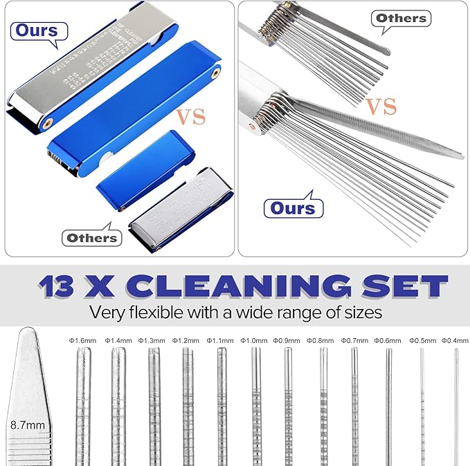 Valchoose Premium Torch Tip Cleaner, Stainless Steel Carburetor Cleaning Kit Heavy Duty, Density Nylon for Motorcycle Jet Lawnmower Small Engine Welding Stove Airbrush Spray Gun