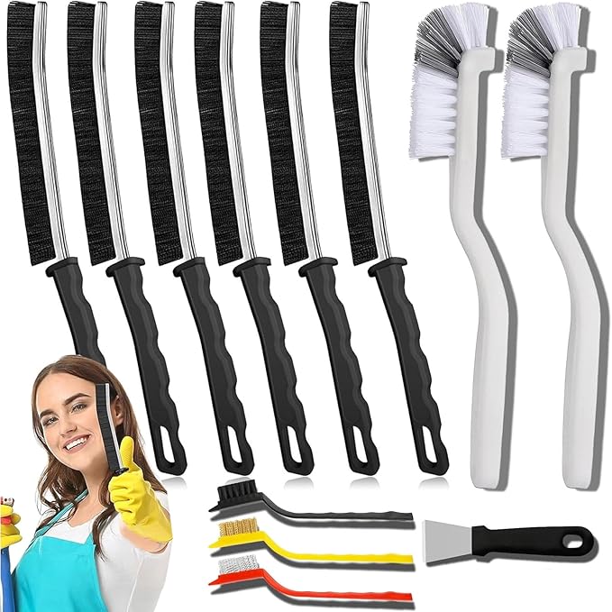 Crevice Cleaning Brush, Multi-Purpose Hard Bristle Brushes for Deep Cleaning Kitchen, Bathroom, Grout, Sink, Cup, Teapot, Bottle, Blender, Corners, Tight Spaces & More