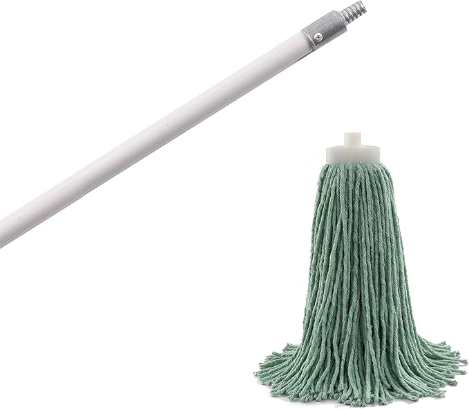 Matthew Cleaning Commercial Screw On Mop Handle for Floor Cleaning Heavy Duty Mop Head Replacement Holder 60inch with Threaded Metal Tip(Gray, 12 Pack)