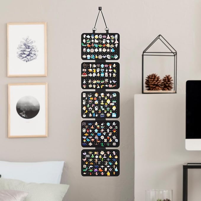 Wall Pin Organizer | Hanging Enamel Lapel Pin Display Panels Organizer with 5 Loose-leafs Board Pieces | Brooch Pin Enamel Pin Display Pages | Brooch Panels Wall Pin Display Organizer