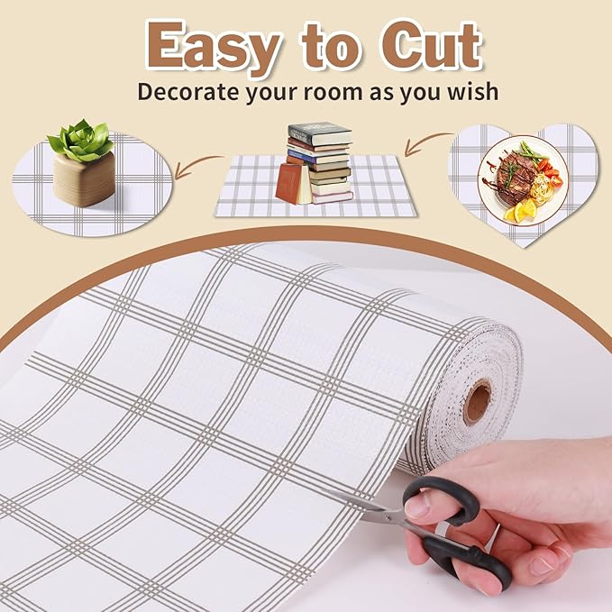 Drawer and Shelf Liner for Kitchen Cabinet: 23.6 in X 30 Ft Non Slip Waterproof Shelf Paper Non Adhesive Refrigerator Liners White Square Easy Liners for Bathroom Cupboard with Knife Tape Measure