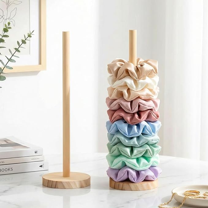 2 Pcs Scrunchie Holder Stand Hair Tie Organizer 15-20 Scrunchies Hair Accessories Organizer Storage Display Modern Vertical Hairs Tie Display for Women Girls Bedroom Decor Bathroom