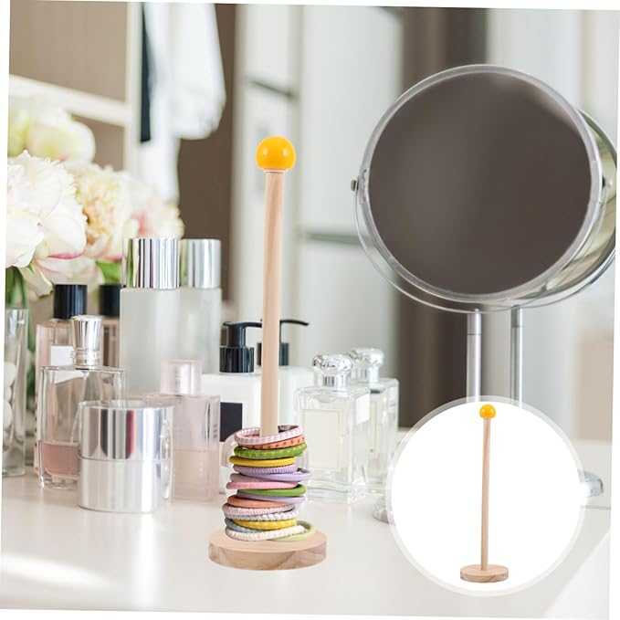 Wood Hair Accessories Organizer Stand with Unique Ball Shape for Versatile Scrunchies and Hair Ties Holder Rack for Bedroom Bathroom and Rooms