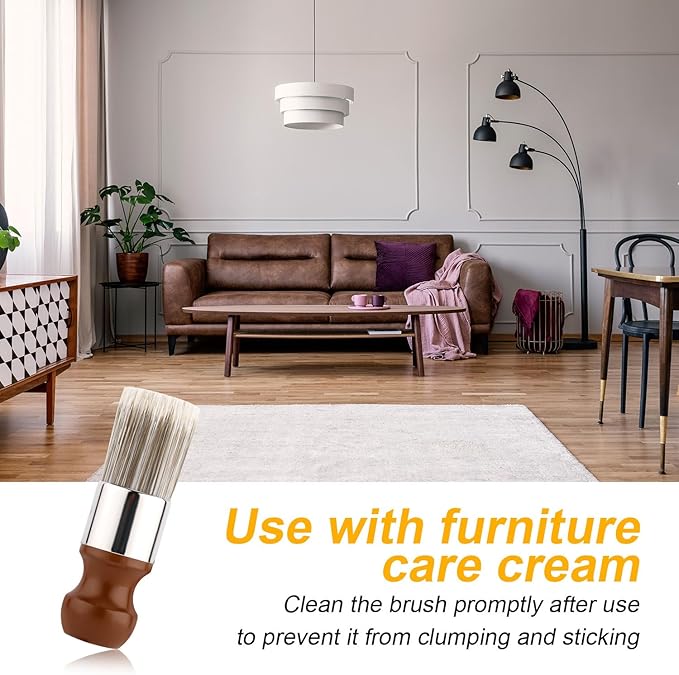 Salve Brush for Furniture, Wood Furniture Brush with Comfortable Handle Durable Salve Wax Brushing Tool for Leather for Furniture Home Leather