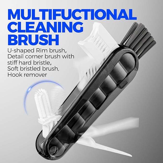 6 Pack Holikme 4 in 1 Cup Lid Cleaning Brush Set with 3 Straws, Multifunctional Bottle Brush, Silicone Cup Lid Gap Cleaner, Durable Bristle Crevice Cleaning Brush, Black