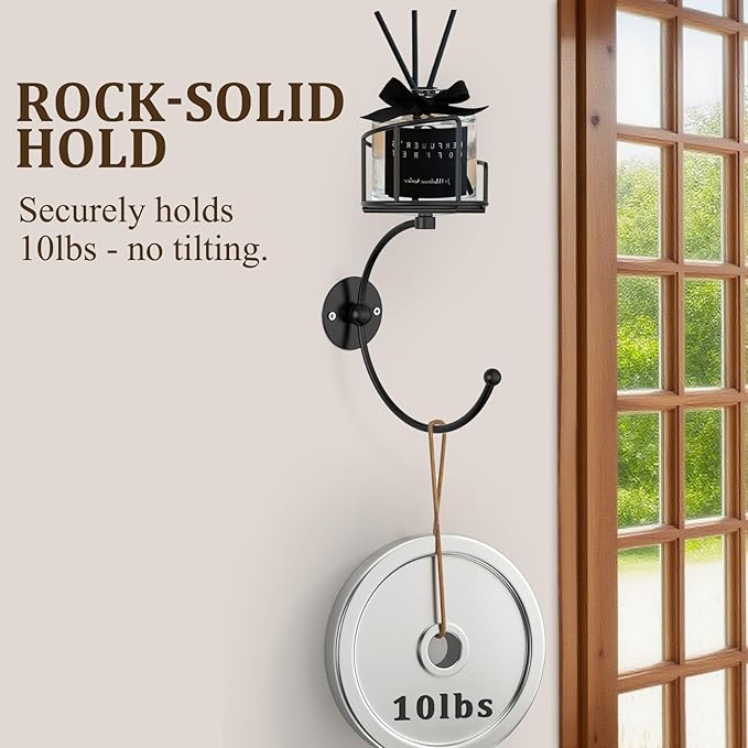 Hand Towel Holder for Bathroom with Vintage Wall Mounted Candle Holder, Rustproof Anti-Corrosion Alloy Unique Black Towel Hook, Sturdy Coat Hanger for Vintage Kitchen Bathroom Decor
