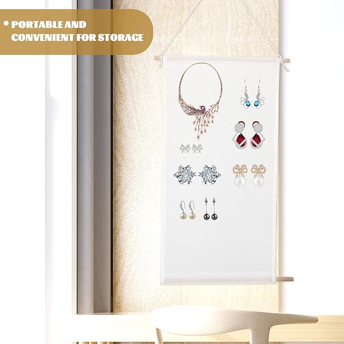 KESYOO Hanging Earring Organizer Wall Jewelry Holder White Wall-mounted Jewelry Organizer for Earrings and Accessories for Home and Closet