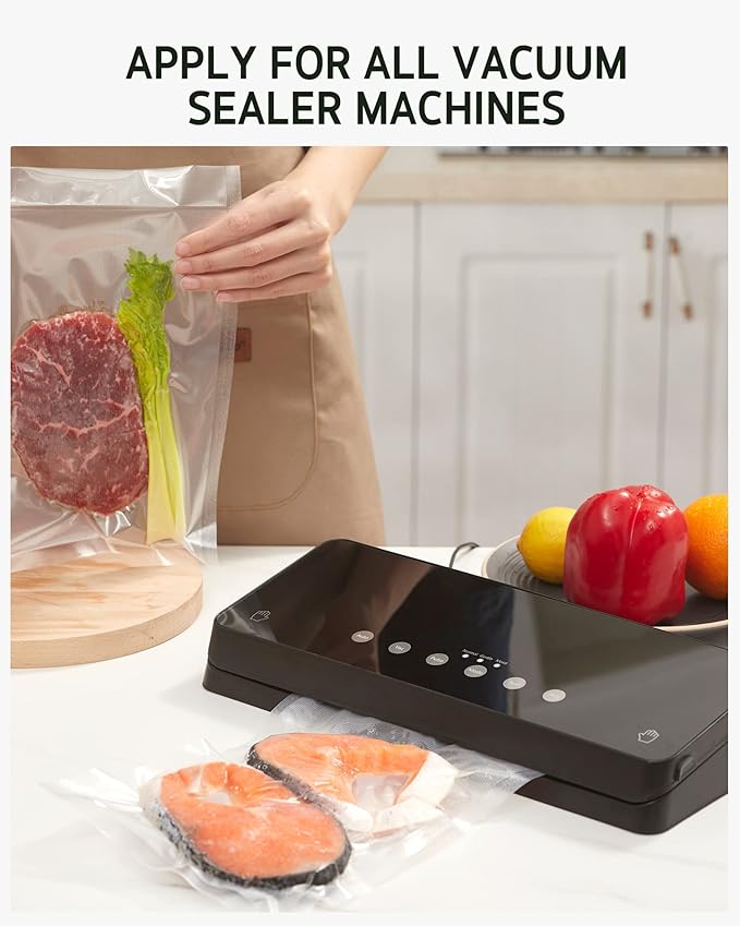 Syntus Vacuum Sealer Bags, 300 Gallon 11" x 16" and Quart 8" x 12" and Pint 6" x 10" Commercial Grade PreCut Bag, BPA Free Food Vac Bags for Storage, Meal Prep or Sous Vide