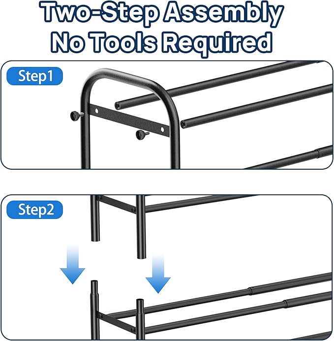 ENJOYBASICS Expandable Shoe Rack, 4 Tier Adjustable Shoe Organizer Shelf for Closet, Black Metal Free Standing Shoe Rack Storage for Small Space, Entryway