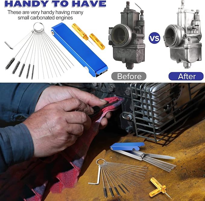 Valchoose Premium Torch Tip Cleaner, Stainless Steel Carburetor Cleaning Kit Heavy Duty, Density Nylon for Motorcycle Jet Lawnmower Small Engine Welding Stove Airbrush Spray Gun