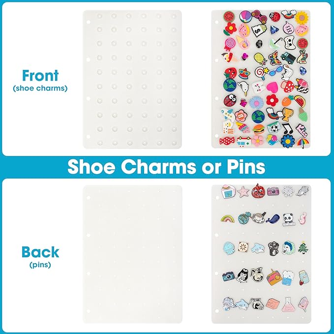 PACMAXI Shoe Charms Display organizer, Pin Organizer, A4 Collection Booklet with 5 Pages for Shoes Charms or Pins (Not Include Any Accessories)