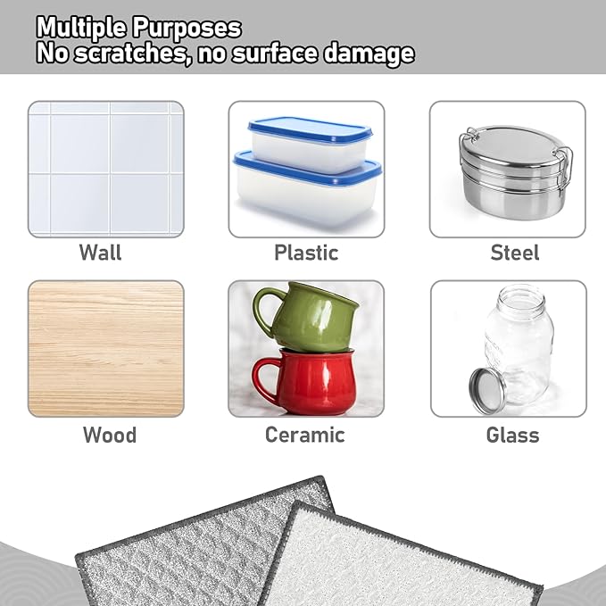 XANGNIER 10 PCS Multipurpose Wire Dishwashing Rags,2025 New Upgrade Non Scratch Wire Dishcloth, Four-Layer Silver Mesh Dish Cloths,Steel Wool Cleaning Cloths,Multi Purpose Metal Wash Miracle Cloths