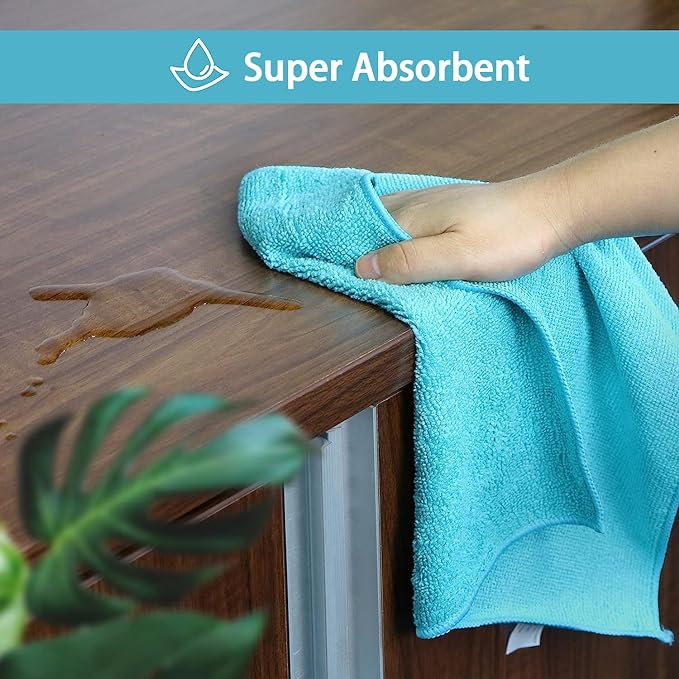 HOMEXCEL Microfiber Cleaning Cloth,100 Pack Cleaning Rags, Cleaning Towels with 4 Color Assorted, 11.5"X11.5" Shop Towels (Green/Blue/Yellow/Pink)