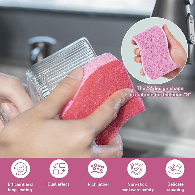 Gentle Clean Delicate Scrub Sponges, Safe for Fine China, Glass & Nonstick Pans, Dual-Sided Gentle Cleaning, 9-Pack in Resealable Pouches