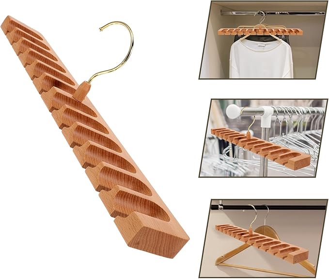 VILLCASE Wooden Belt Hanger Rack Organizer for Men’s Closet Beech Holder with Tie and Bowtie Storage Home Closet Accessory Organizer