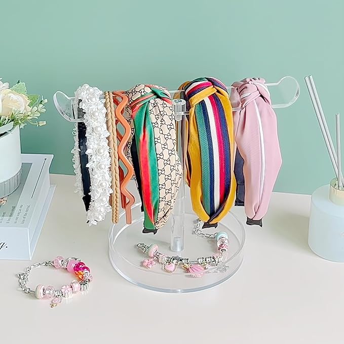 Bigfety Acrylic Headband Holder Organizer, Hair Hoop Display Stand, Clear Hairband Rack for Storage, 1 Pack