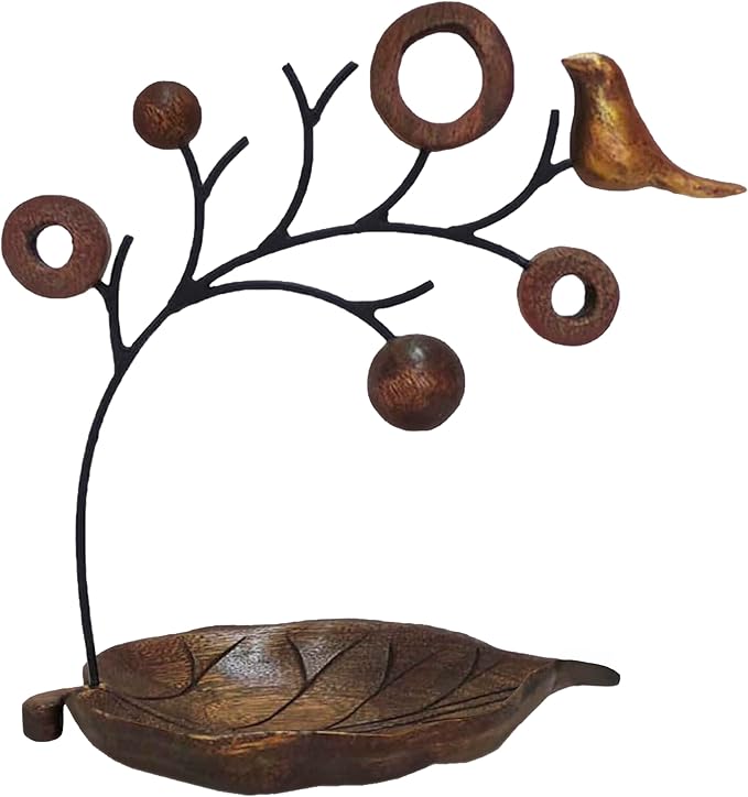 Decozen Jewelry Organizer Hanging Tree Stand - Necklace Holder Jewelry Organizer for Women with a Ring Dish Tray for Mother in Law, and Valentines Day Gifts for Her, 1-Piece