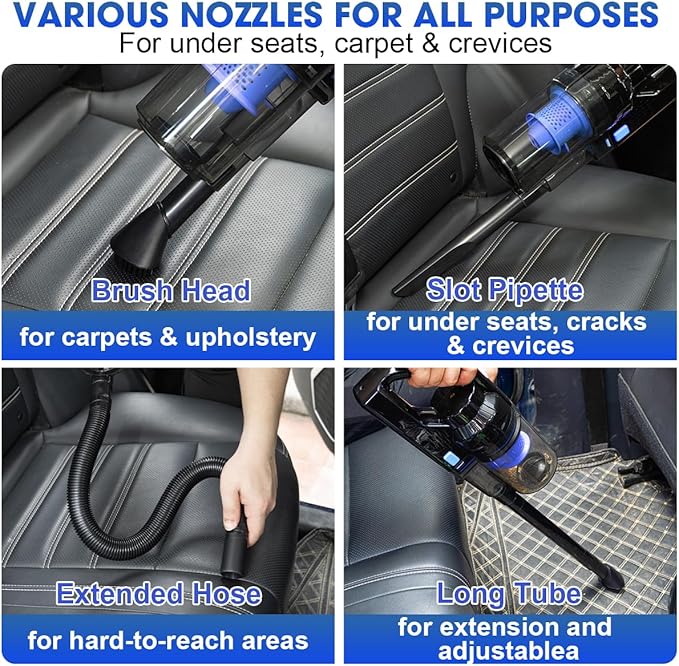 Viewsun Car Cleaning Kit, Car Interior Detailing Kit with High Power Handheld Vacuum Cordless Rechargeable, Detailing Brush Set, Windshield Cleaner, Complete Auto Accessories for Men, Women Gift