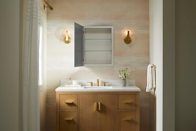 Kohler 55060-NA Embark Slim Medicine Cabinet Mirror, Adjustable Shelves, Bathroom Organizers and Storage, 16 in. W x 20 in. H