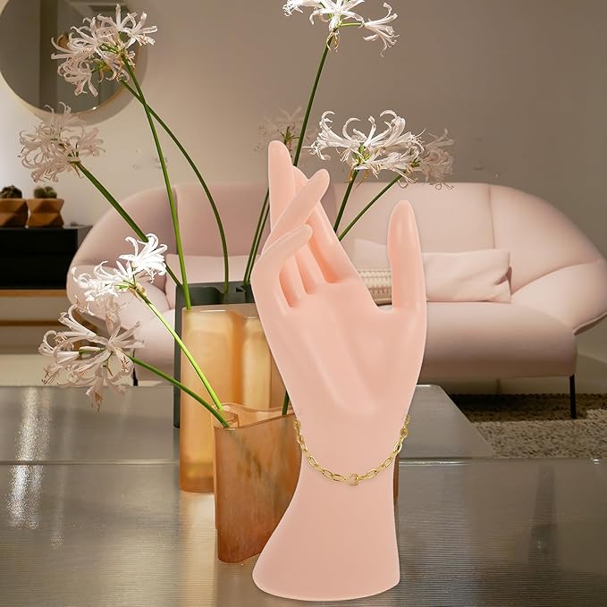 Uonlytech Decorative Jewelry Display Holder Hand Mannequin Skin Color Ring and Bracelet Storage Rack for Home and Boutique Accessory Organizer