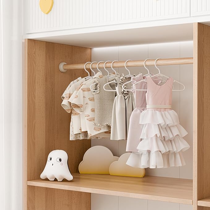 VTRIN Baby Hangers 60 Pack Large Capacity Hard Plastic Kids Hangers Suitable for All Clothes of Infant and Toddler, Such as Short, Shirts and Thick Coats, for Kids Clothes