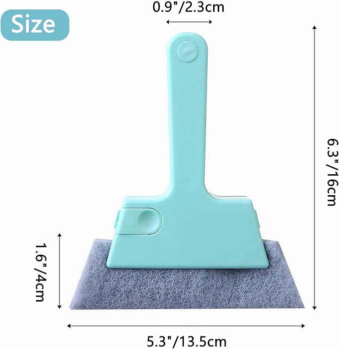 Window Track Cleaner Tool, 4Pcs 4-in-1 Groove Cleaning Brush (with Bristle Brush, Gap Dustpan, Scraper), Washable Cleaning Gadgets for Sliding Door, Sill, Car Vents (Blue + Yellow + 2Gray)