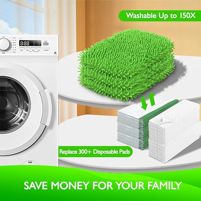 Reusable Microfiber Mop Pads Compatible with Swiffer Sweeper- 4 Pack Dry Sweeping Cloths & Wet Mopping Cloths - Washable Wet Pads Refill for Mopping Floors (Mop is not Included)