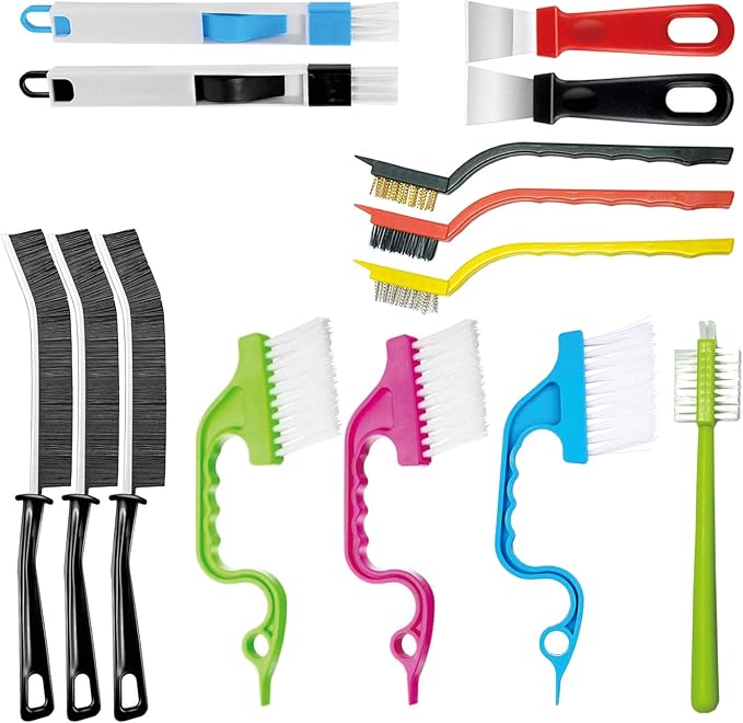 14Pcs Crevice Gap Cleaning Brush,Door Window Track Groove Corner Crevice Cleaning Brushes for Cleaning Window Grooves, Bathroom, Toilet Corner, Kitchen, Faucet, Sink, Keyboards(14PCS)
