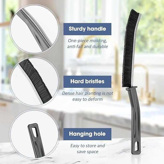 Crevice Cleaning Brush, Hard Bristle Small Cleaning Brushes, Grout Cleaner Brush, Toilet Brush, Scrub Brush for Shower Tile, Skinny Gap Cleaning Tools for Household Use, Bathroom, Kitchen (3)