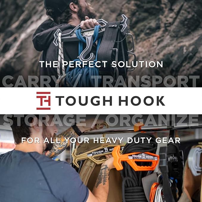Tough Hook Original Xtreme Heavy Duty Hanger - The Superhero of Hangers USA-Made 200lb Capacity - Anti-Slip Design for Police Body Armor, Scuba BCD & Wetsuits - Durable ABS DuraResin, 1 Pack Black