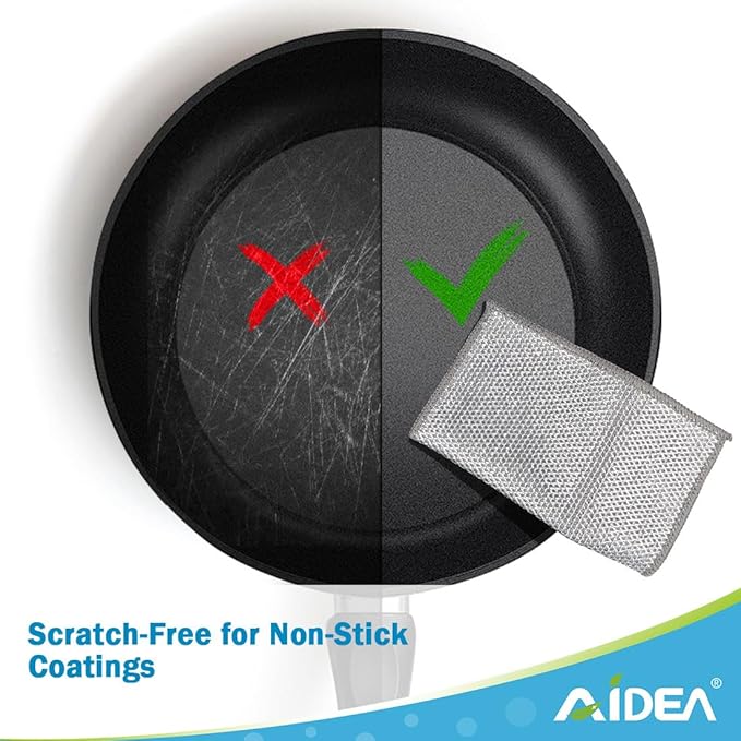 AIDEA Non Scratch Wire Dishcloth 24PK, Wire Dishwashing Rag for Wet and Dry, Dish Cloths for Washing Dishes, Cleaning Pads Steel Scrubber for Cookware, Sinks, Dishes, Stove Tops, 7"×8"